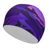 yanfind Swimming Cap Lake Mountains Rocks  Sunset Starry Sky Purple Scenery MacOS Big Sur Elastic,suitable for long and short hair