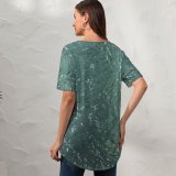 yanfind V Neck T-shirt for Women Waves Bubble Texture Clean Fresh Aqua Turquoise Teal Azure Wave Sea Summer Top  Short Sleeve Casual Loose