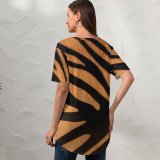 yanfind V Neck T-shirt for Women Savage Wildlife Fur Summer Top  Short Sleeve Casual Loose