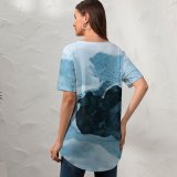 yanfind V Neck T-shirt for Women Iceland Macro Snow Wallpapers Closeup Mountain Outdoors Pictures Creative Grey Glacier Summer Top  Short Sleeve Casual Loose