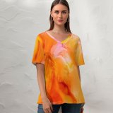 yanfind V Neck T-shirt for Women Robert Kohlhuber Abstract Liquid Art Pearl Fluid  Summer Top  Short Sleeve Casual Loose