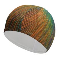 yanfind Swimming Cap Priyadarshi Ranjan Abstract  Feather Curved Lines Colorful Particles Elastic,suitable for long and short hair