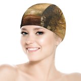 yanfind Swimming Cap Autumn Forest Foggy Sunlight Path Road Elastic,suitable for long and short hair