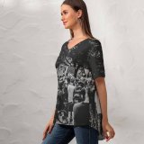yanfind V Neck T-shirt for Women Cyclist Protest Wallpapers Helmet Apparel States Bike Pictures Transportation Creative Crowd Summer Top  Short Sleeve Casual Loose