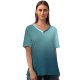 yanfind V Neck T-shirt for Women Turquoise Cyan Shining Light Metallic Metal Texture Textures Structure Structures Backdrop Patterns Summer Top  Short Sleeve Casual Loose