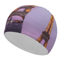 yanfind Swimming Cap Denys Nevozhai Eiffel   France Evening Purple Sky Lights Iconic Elastic,suitable for long and short hair