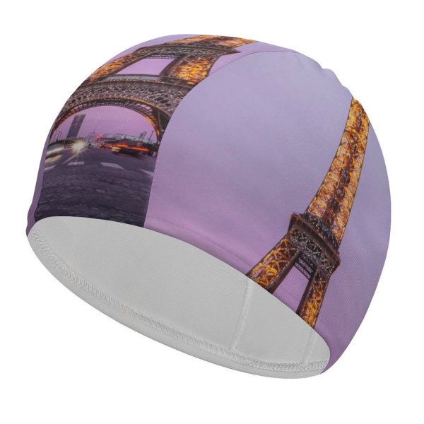 yanfind Swimming Cap Denys Nevozhai Eiffel   France Evening Purple Sky Lights Iconic Elastic,suitable for long and short hair
