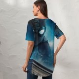 yanfind V Neck T-shirt for Women Far From Home Night Monkey Suit Summer Top  Short Sleeve Casual Loose