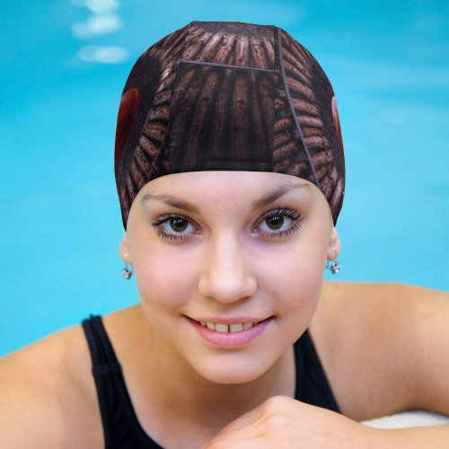 yanfind Swimming Cap Oliver Henze Black Dark Blood  Sky  Circular Wood Photoshop Elastic,suitable for long and short hair