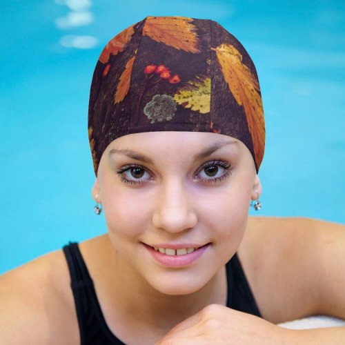 yanfind Swimming Cap Autumn Leaves Foliage Ground Fallen Leaf Elastic,suitable for long and short hair