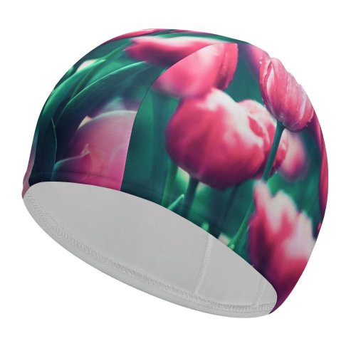 yanfind Swimming Cap Jerry Wang Flowers Tulips Bloom Spring  Tulip Elastic,suitable for long and short hair