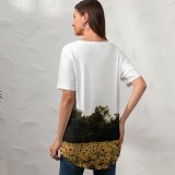 yanfind V Neck T-shirt for Women Jaguar Petal Wisconsin Flowers Plant Leopard Panther Free States Summer Lannon Summer Top  Short Sleeve Casual Loose