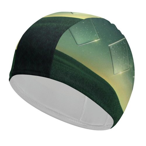 yanfind Swimming Cap Karan Gujar Starry Sky Sunset Nebula Landscape   Shapes Illusion Elastic,suitable for long and short hair