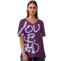 yanfind V Neck T-shirt for Women Graffiti Life Texture Threat Dead You Wallpapers Glasgow Urban Free Handwriting Summer Top  Short Sleeve Casual Loose
