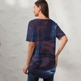 yanfind V Neck T-shirt for Women GoMustang Moss Glen Falls Waterfall Rocks Stowe Vermont USA Summer Top  Short Sleeve Casual Loose