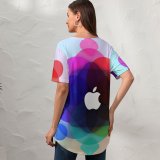 yanfind V Neck T-shirt for Women Technology WWDC Colorful Gradient Summer Top  Short Sleeve Casual Loose