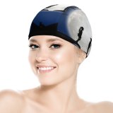yanfind Swimming Cap Love  Couple Heart Bicycle Tree Cat  Silhouette Elastic,suitable for long and short hair