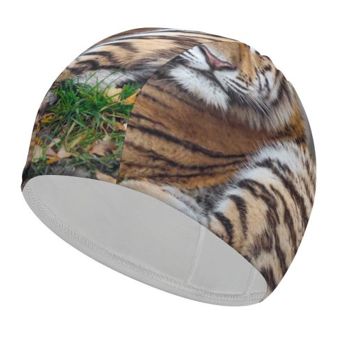 yanfind Swimming Cap Tambako Jaguar Young Tigress Carnivore Autumn Leaves Grass Wild Big Cat Elastic,suitable for long and short hair