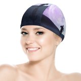 yanfind Swimming Cap Fantasy  Silhouette Running Starry Sky Night Road Elastic,suitable for long and short hair
