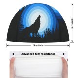 yanfind Swimming Cap Suryapraveen Dark Minimal Wolf Howling Silhouette Elastic,suitable for long and short hair