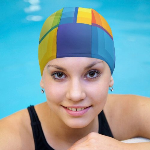 yanfind Swimming Cap Technology  Colorful Gradient Elastic,suitable for long and short hair