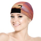yanfind Swimming Cap Cowboy Horses Silhouette Dawn Sunset Elastic,suitable for long and short hair