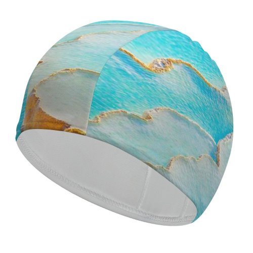 yanfind Swimming Cap Talip ÇETİN Travertines Pamukkale Thermal Pools Limestone Elastic,suitable for long and short hair