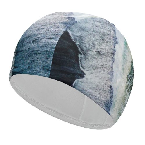 yanfind Swimming Cap Willian Justen De Vasconcellos Reynisfjara Sand Beach  Aerial Ocean Iceland Elastic,suitable for long and short hair