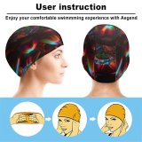 yanfind Swimming Cap Stu Ballinger Abstract Flowers Neon Flower CGI Cyberpunk Glowing Elastic,suitable for long and short hair