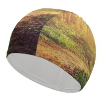 yanfind Swimming Cap Dorothe Forest Path Sunlight Trees Woods Autumn Elastic,suitable for long and short hair