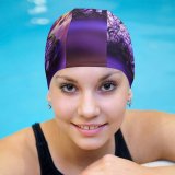 yanfind Swimming Cap Romain Guy   Purple Exposure Rock Gradient Beautiful Elastic,suitable for long and short hair