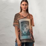 yanfind V Neck T-shirt for Women Banda Livefolk Wallpapers Working Work Table Supernatural Aceh Mystical Hands Magic Summer Top  Short Sleeve Casual Loose