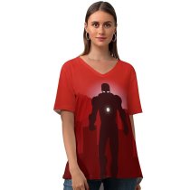 yanfind V Neck T-shirt for Women Shivay Patidar Graphics CGI Minimal Iron Art Marvel Superheroes Summer Top  Short Sleeve Casual Loose