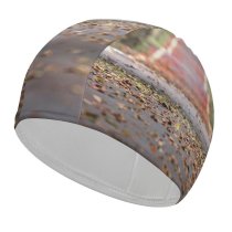 yanfind Swimming Cap Fall Trees Road Tarmac Woods Foliage Elastic,suitable for long and short hair