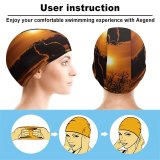 yanfind Swimming Cap Elena Dudina Cat Silhouette Sunset Sky Tree Branches Elastic,suitable for long and short hair