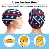 yanfind Swimming Cap Patriotic,red,white,blue,stars,diagonal,strips,freedom,memorial,independence Day,july 4th,fourth Elastic,suitable for long and short hair