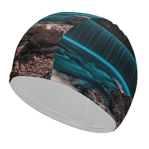 yanfind Swimming Cap Waterfall Forest Autumn Fall  Rays Exposure Elastic,suitable for long and short hair