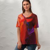 yanfind V Neck T-shirt for Women Originative GraphiX Abstract Fire Lower Antelope Canyon Paranoid Android Calidity Summer Top  Short Sleeve Casual Loose
