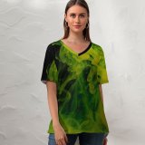 yanfind V Neck T-shirt for Women Dye Splash Acrylic Life HQ Texture Sea Wallpapers Stock Free Invertebrate Summer Top  Short Sleeve Casual Loose