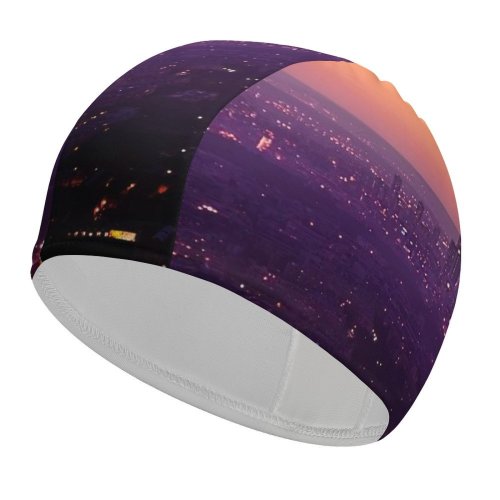 yanfind Swimming Cap Emmanuel Iarussi Eiffel   France Cityscape City Lights Sunset Sky Landmark Elastic,suitable for long and short hair