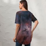 yanfind V Neck T-shirt for Women Judy Schmidt Space Lagoon Nebula Interstellar Cloud Constellation Astronomical Summer Top  Short Sleeve Casual Loose