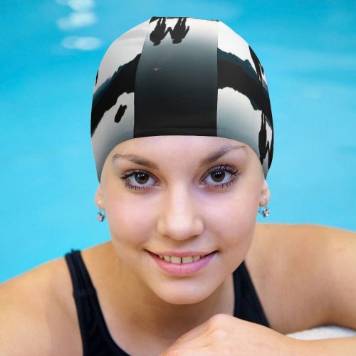 yanfind Swimming Cap Love Couple Silhouette Together Hands Romantic Mountains Lake Reflection Dusk Evening Switzerland Elastic,suitable for long and short hair