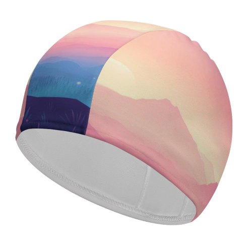 yanfind Swimming Cap Coyle Valley Landscape Mountains Gradient Colorful Scenery Layers Panorama Elastic,suitable for long and short hair