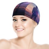 yanfind Swimming Cap Zoltan Tasi Beach Planet  Silhouette Cloudy Sky Outdoor Dusk Sunrise Reflection Elastic,suitable for long and short hair