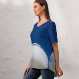 yanfind V Neck T-shirt for Women Flora Airship Sky Grass Wallpapers Plant Outdoors Free Aircraft Pictures Transportation Summer Top  Short Sleeve Casual Loose