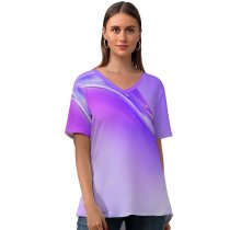 yanfind V Neck T-shirt for Women Abstract Gradients Galaxy S Bubble Summer Top  Short Sleeve Casual Loose
