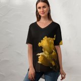 yanfind V Neck T-shirt for Women Arrangement Plant Commons Bouquet Home Blossom Flower Daffodil Spring Narcissus Creative Summer Top  Short Sleeve Casual Loose