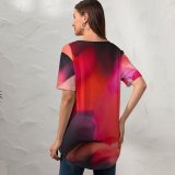 yanfind V Neck T-shirt for Women Robert Kohlhuber Abstract Liquid Art Colorful Fluid Waves 003 Summer Top  Short Sleeve Casual Loose