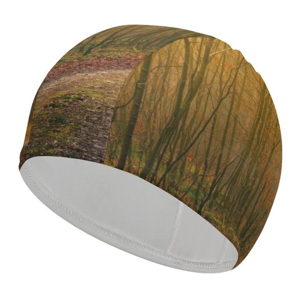 yanfind Swimming Cap Johannes Plenio Forest Autumn Road Light Atmosphere Fall Daytime Elastic,suitable for long and short hair