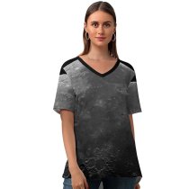 yanfind V Neck T-shirt for Women Andrew McCarthy Space Black Dark Moon Planet Summer Top  Short Sleeve Casual Loose
